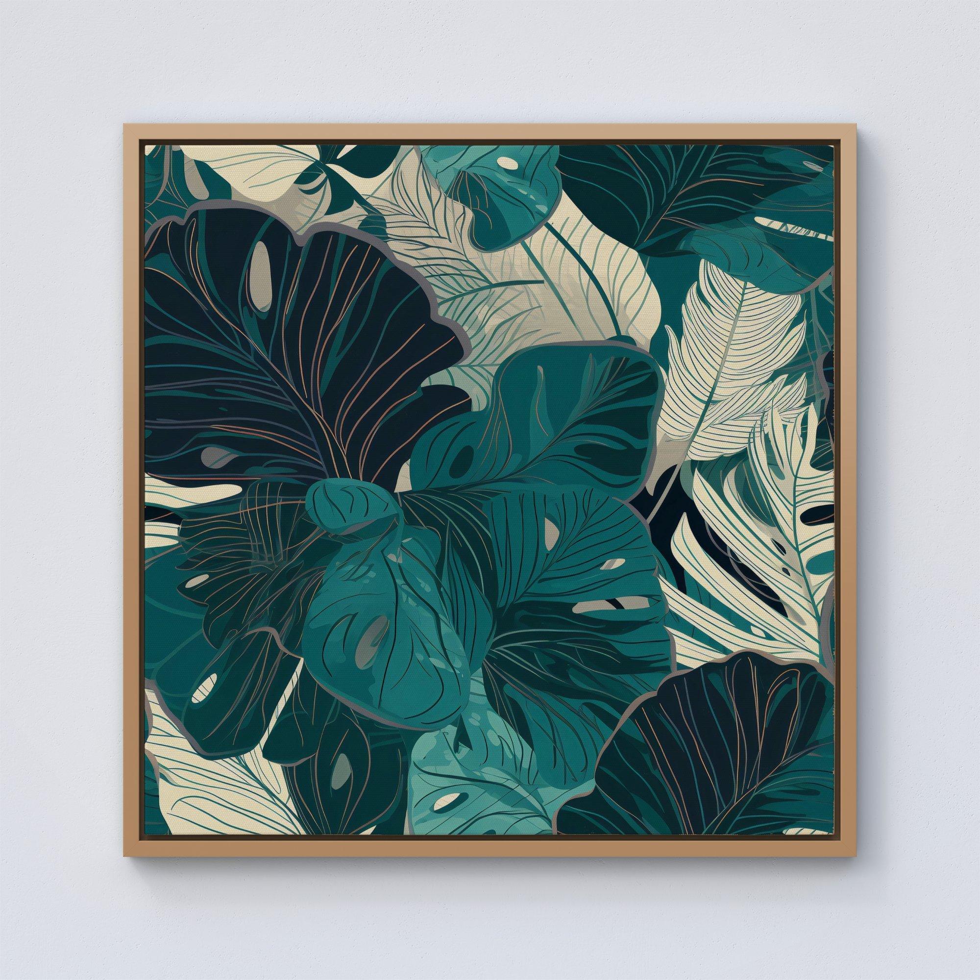 Tropical Green Leaves Framed Canvas